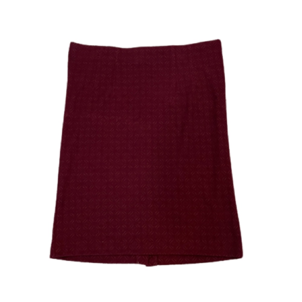 Ann Taylor Loft Maroon Knee Length Laser Cut Detail Skirt Size Large
